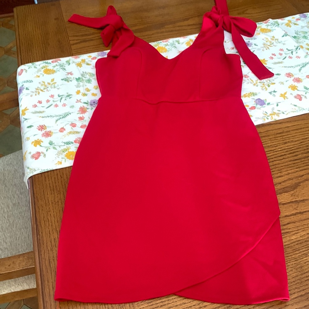 Trixxi, size small, red halter, mini dress